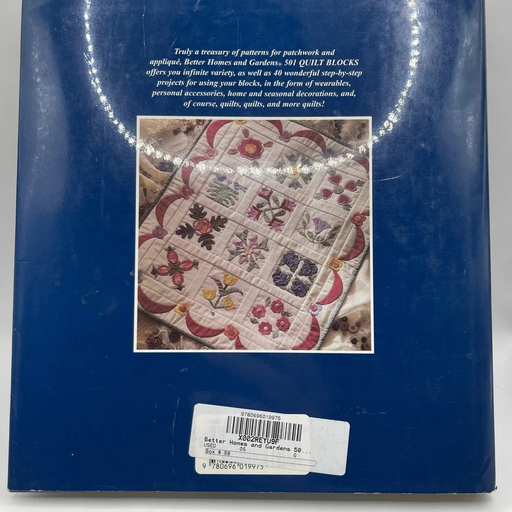 Better Homes and Gardens 501 Quilt Blocks Patchwork Applique Hardcover 1994 Book